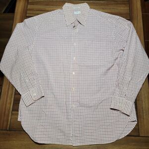 J. Crew Full Button LS Shirt Orange and Grey Grid - Size XL (17x171/2)